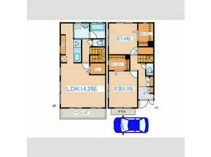 西落合3丁目テラスハウス(2LDK)の間取り写真
