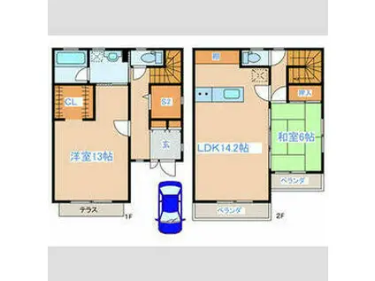 西落合3丁目テラスハウス(2SLDK)の間取り写真