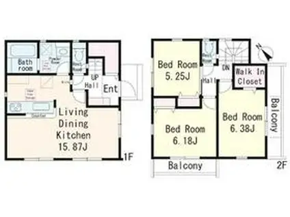 西武池袋・豊島線 入間市駅 徒歩18分 2階建 新築(3LDK)の間取り写真