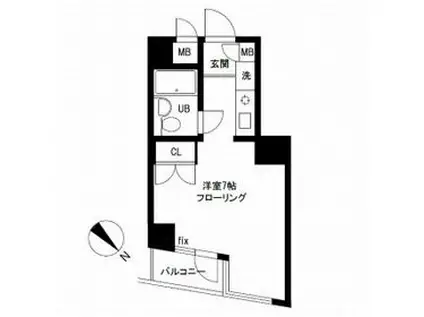 カーサ中井(ワンルーム/2階)の間取り写真