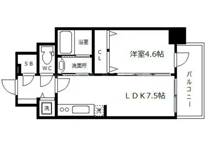 BLAU本町東(1DK/11階)の間取り写真