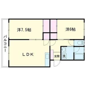 メゾンベルウェル(2LDK/2階)の間取り写真