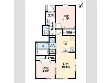 リーブルファイン志木上宗岡Ⅱ(2LDK/1階)の間取り写真