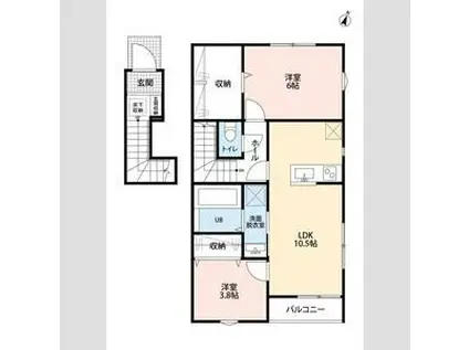 リーブルファイン志木上宗岡Ⅱ(2LDK/2階)の間取り写真