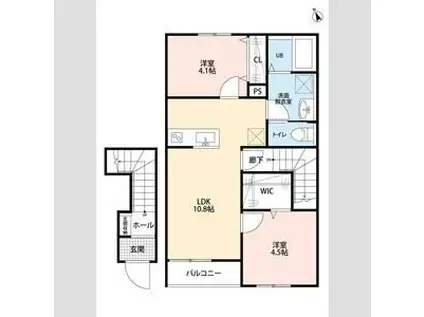 リーブルファイン久喜久喜東Ⅱ(2LDK/2階)の間取り写真