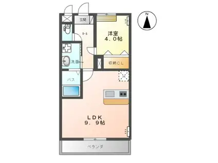 エレガンス(1LDK/2階)の間取り写真