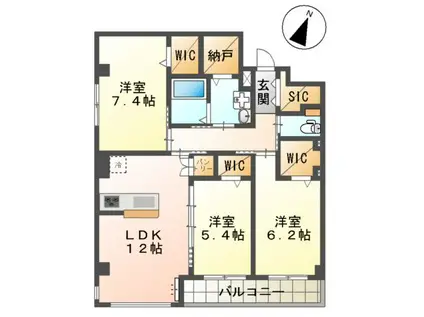 イースト WISTERIAⅠ(3LDK/3階)の間取り写真