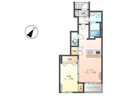 リアン・Ⅴ(1LDK/1階)の間取り写真