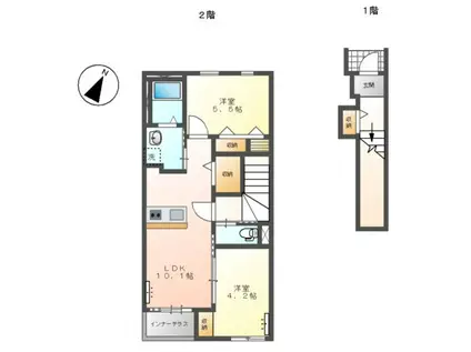 リアン・Ⅴ(2LDK/2階)の間取り写真
