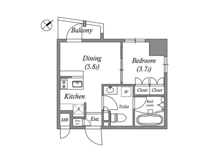 ISM練馬(1DK/5階)の間取り写真