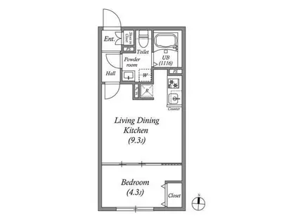 LUORE池上Ⅱ(1LDK/2階)の間取り写真