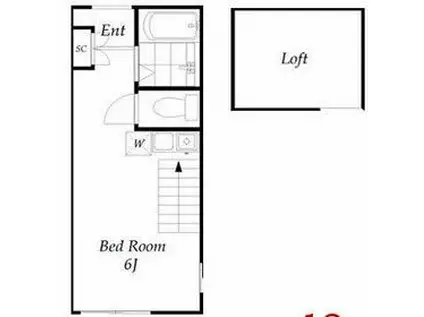 ヒルズ金沢文庫(ワンルーム/2階)の間取り写真