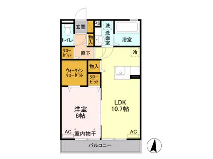 レジデンス キントウ(1LDK/2階)の間取り写真