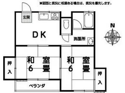 メゾンパステル1(2DK/2階)の間取り写真