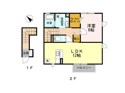 ルミエールA(1LDK/2階)の間取り写真