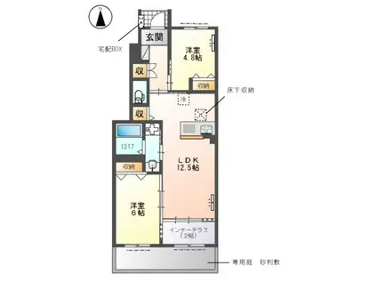 つくばエクスプレス 柏の葉キャンパス駅 徒歩18分 2階建 新築(2LDK/1階)の間取り写真