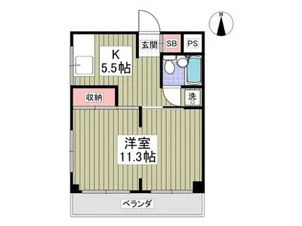 アルバスクエア(1K/2階)の間取り写真