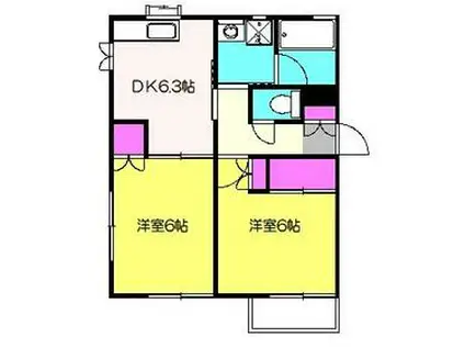 MAISON DE BRIQUE(2DK/2階)の間取り写真