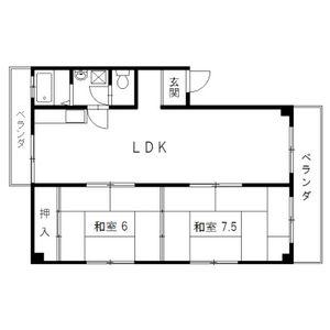 岡町ハイツ(2LDK/3階)の間取り写真