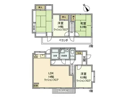 青梅線 東青梅駅 バス乗車時間:4分 多摩団地前バス停で下車 徒歩4分 2階建 築57年(3LDK)の間取り写真