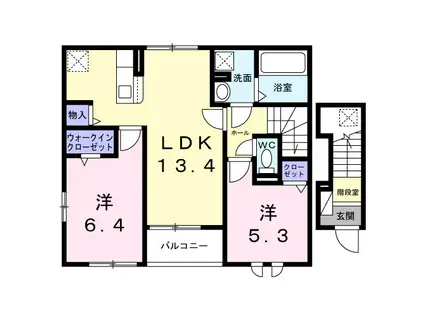 ベルメゾン(2LDK/2階)の間取り写真