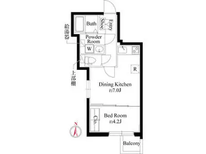 グランパセオ中目黒Ⅱ(1DK/3階)の間取り写真