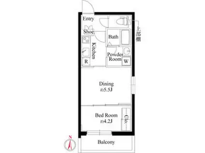 グランパセオ中目黒Ⅱ(1DK/2階)の間取り写真