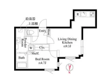 グランパセオ中目黒Ⅱ(1LDK/2階)の間取り写真