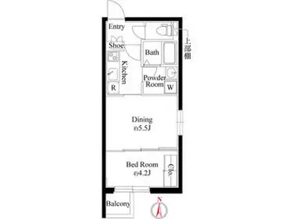 グランパセオ中目黒Ⅱ(1DK/3階)の間取り写真