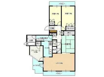 ブライトタウン住吉(3SLDK/10階)の間取り写真