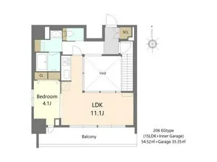 S-RESIDENCE松屋町ASENCE(1SLDK/2階)の間取り写真