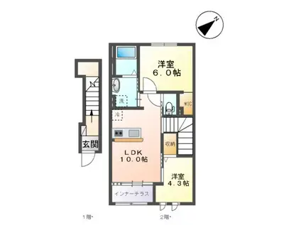 カルモア(2LDK/2階)の間取り写真