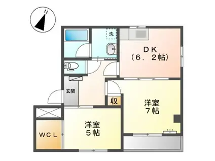 グランドール7(2DK/2階)の間取り写真
