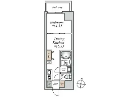 グランカーサ大島(1DK/5階)の間取り写真