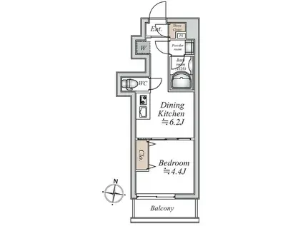 グランカーサ大島(1DK/9階)の間取り写真