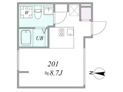 TRIAS231(1DK/2階)の間取り写真