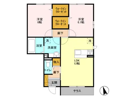 静庵 弐(2LDK/1階)の間取り写真