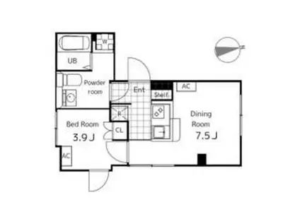 SOU三軒茶屋2(1DK/2階)の間取り写真