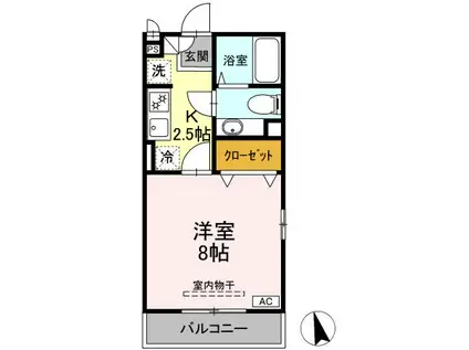 プランドールAB(1K/2階)の間取り写真