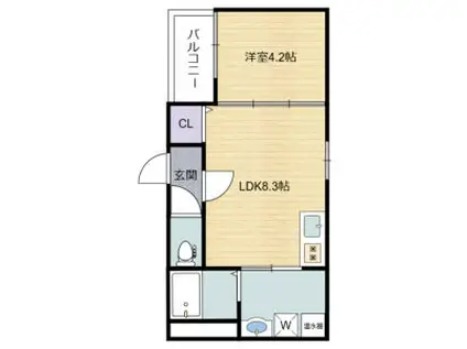 IL CUORE(1LDK/3階)の間取り写真