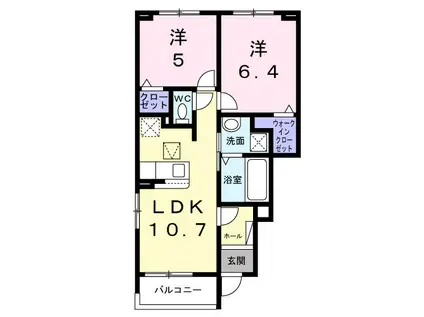 ブラウンヒルズ(2LDK/1階)の間取り写真