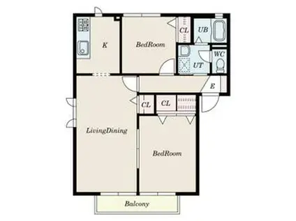 シャオリーシャン壱番館(2LDK/2階)の間取り写真