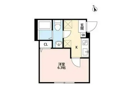 T.A 金沢区洲崎町2-B棟(1K/3階)の間取り写真