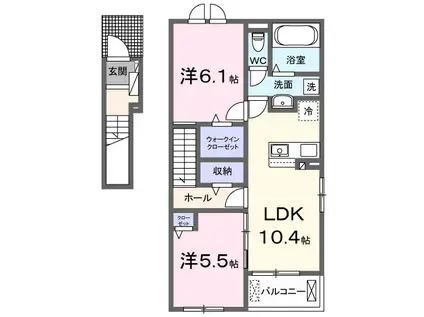 ウェルコナン Ⅱ(2LDK/2階)の間取り写真