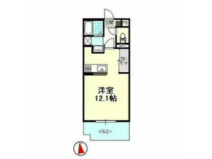 グランストーク上西(ワンルーム/1階)の間取り写真