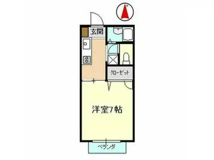 棒屋第1半田ハイツB(1K/2階)の間取り写真