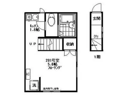 COOPERATOR東池袋(1K/2階)の間取り写真