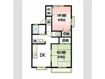 グランドール志津 C(2DK/1階)の間取り写真