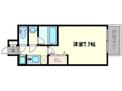 アドバンス難波南シャルム(1K/2階)の間取り写真