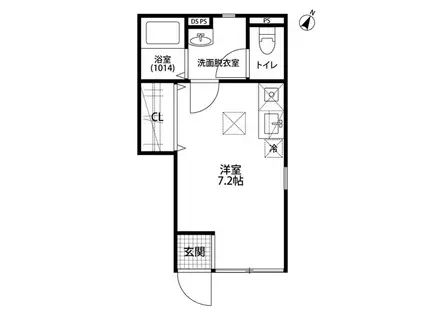 PROGRESS(ワンルーム/1階)の間取り写真
